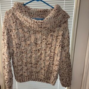 moon & madison Textured Cream Cowl Neck Sweater